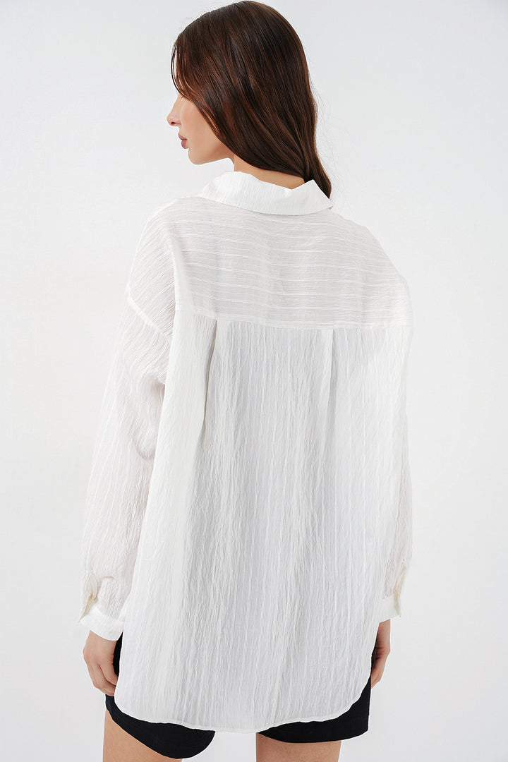 Bigdart Chemise oversize à rayures pour femme 20293 - Blanc