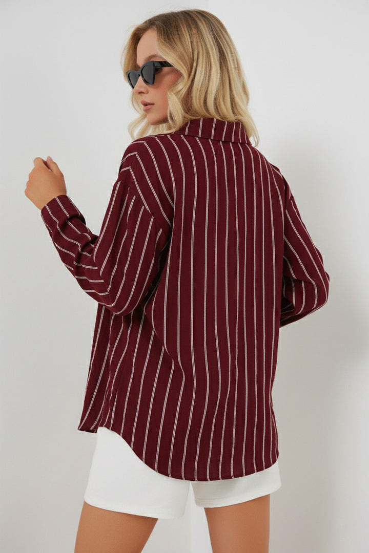 Bigdart Chemise oversize rayée pour femme 20293 - Bordeaux