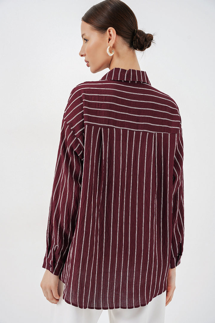 Bigdart Chemise oversize rayée pour femme 20293 - Bordeaux