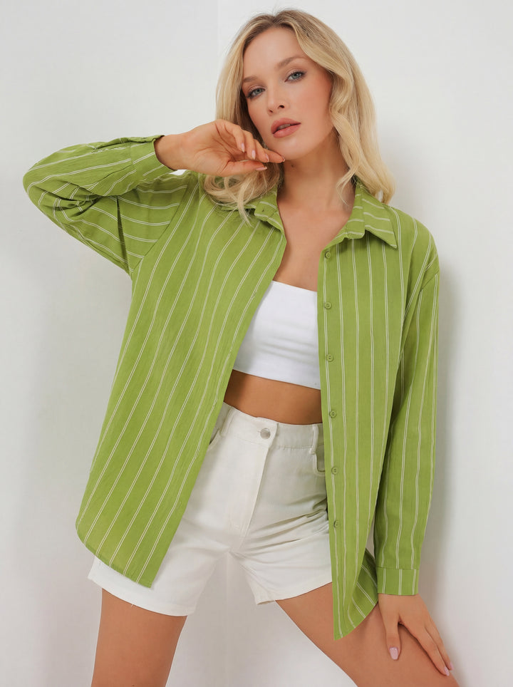 Bigdart Chemise oversize rayée pour femme 20293 - e.Vert