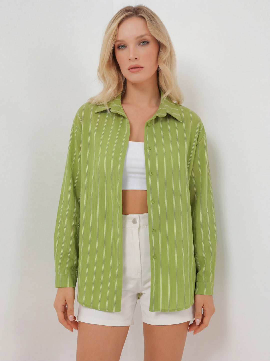 Bigdart Chemise oversize rayée pour femme 20293 - e.Vert