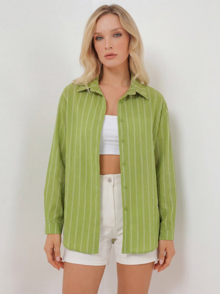 Bigdart Chemise oversize rayée pour femme 20293 - e.Vert