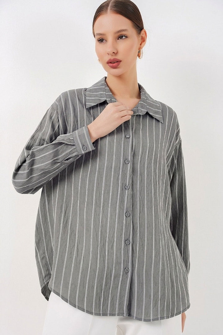 Bigdart Chemise oversize à rayures pour femme 20293 - Gris