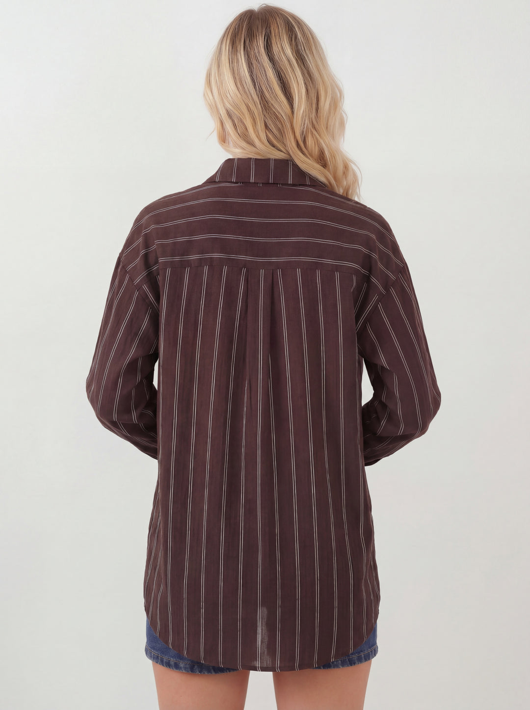 Bigdart Chemisier oversize à rayures pour femme 20293 - Marron