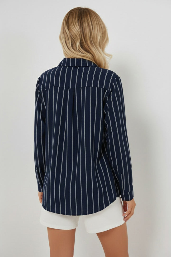 Bigdart Chemise oversize à rayures pour femme 20293 - Bleu marine