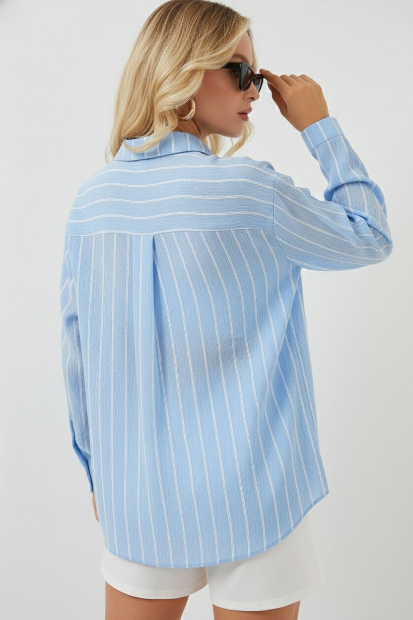 Bigdart Chemise oversize à rayures pour femme 20293 - Bleu