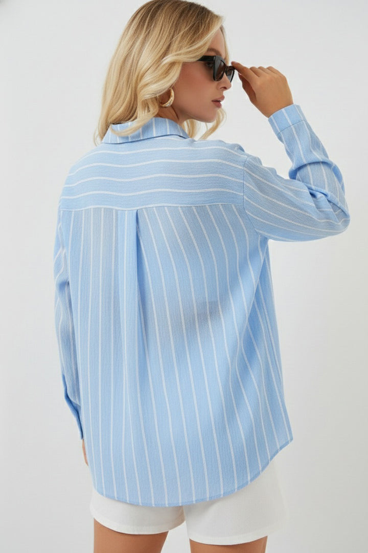 Bigdart Chemise oversize à rayures pour femme 20293 - Bleu