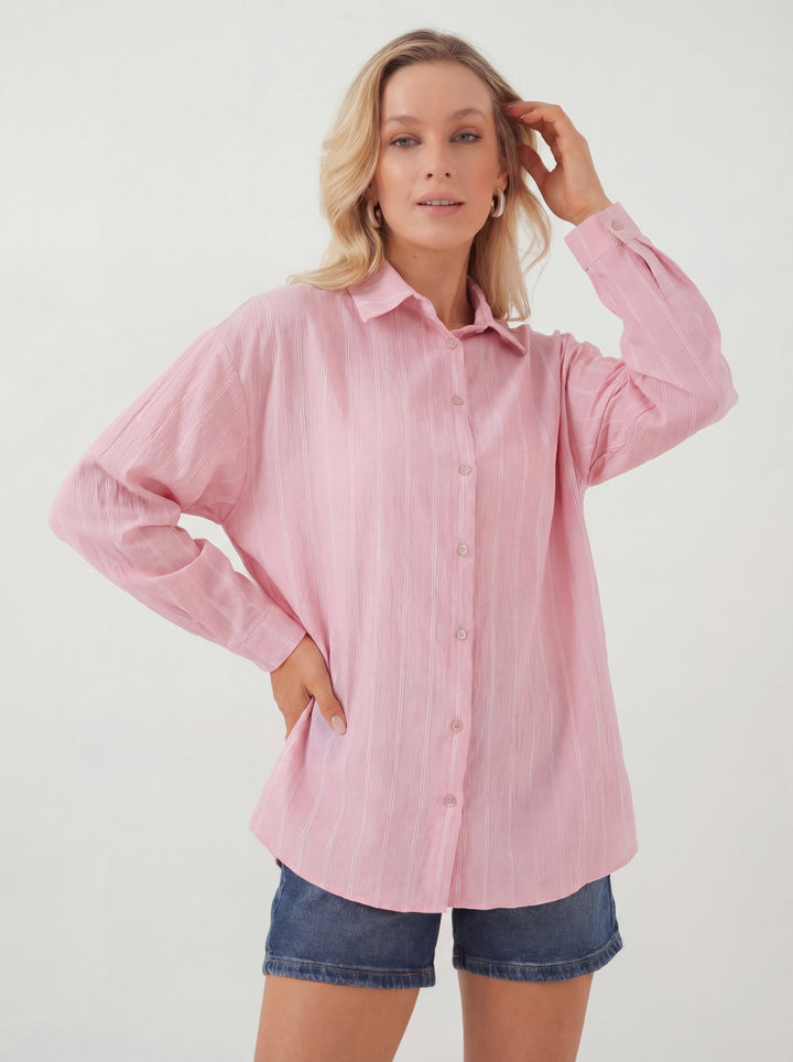 Bigdart Chemise Oversize Rayée pour Femme 20293 - Rose