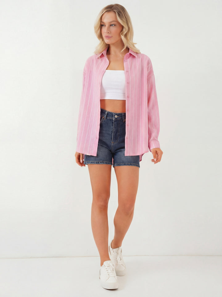 Bigdart Chemise Oversize Rayée pour Femme 20293 - Rose