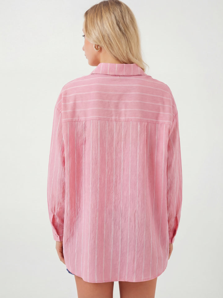 Bigdart Chemise Oversize Rayée pour Femme 20293 - Rose