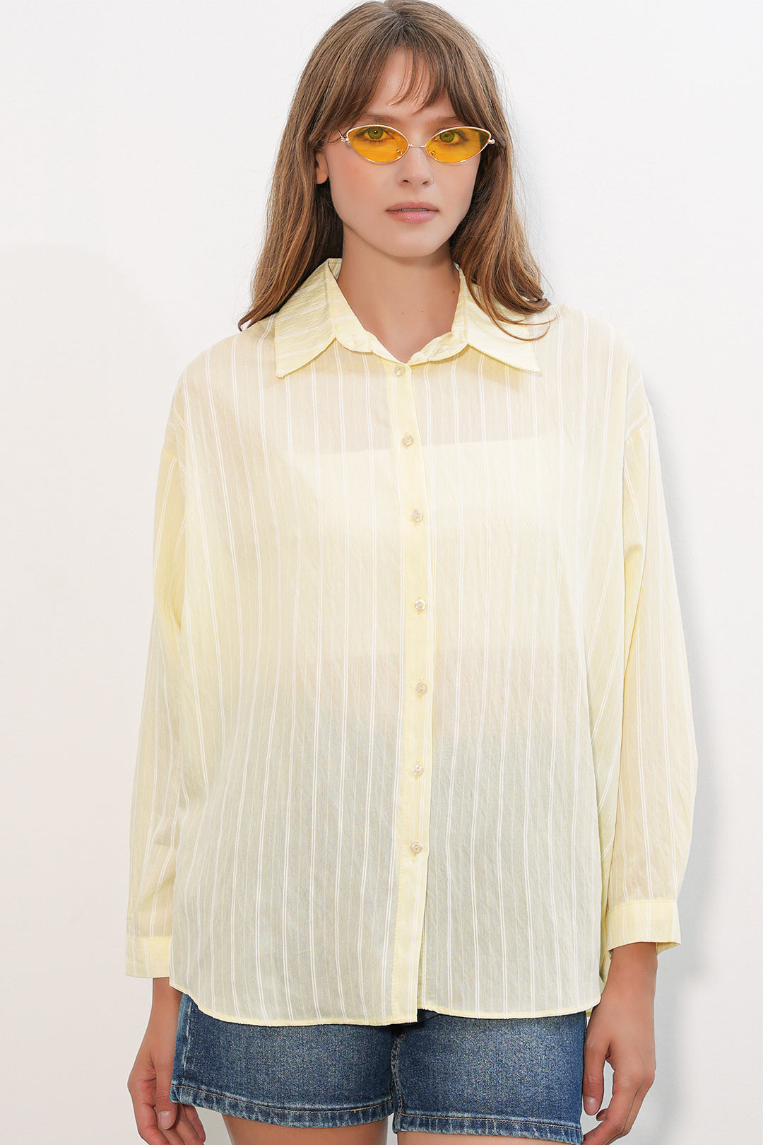 Bigdart Chemise oversize rayée pour femme 20293 - Jaune
