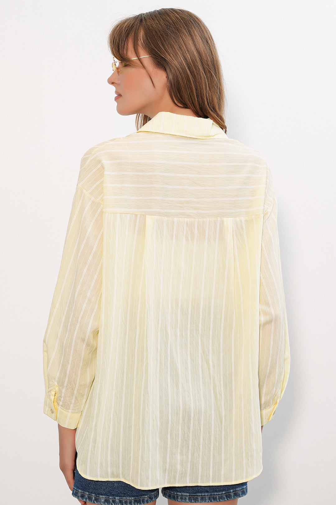 Bigdart Chemise oversize rayée pour femme 20293 - Jaune