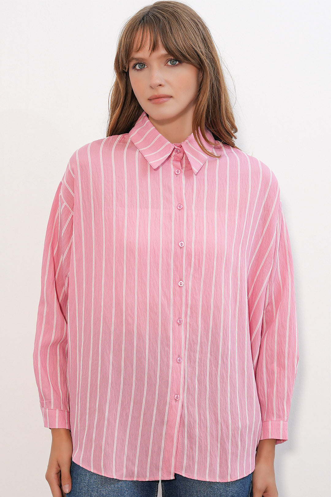 Bigdart Chemise oversize rayée femme 20293 - Saumon