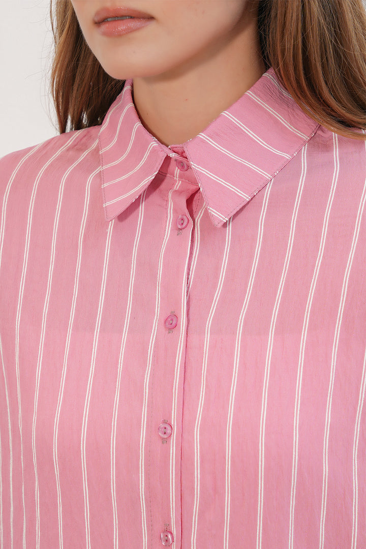 Bigdart Chemise oversize rayée femme 20293 - Saumon