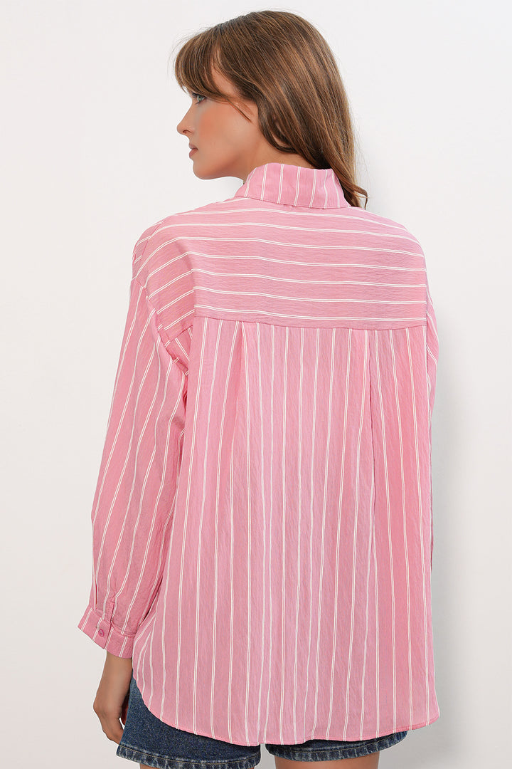 Bigdart Chemise oversize rayée femme 20293 - Saumon