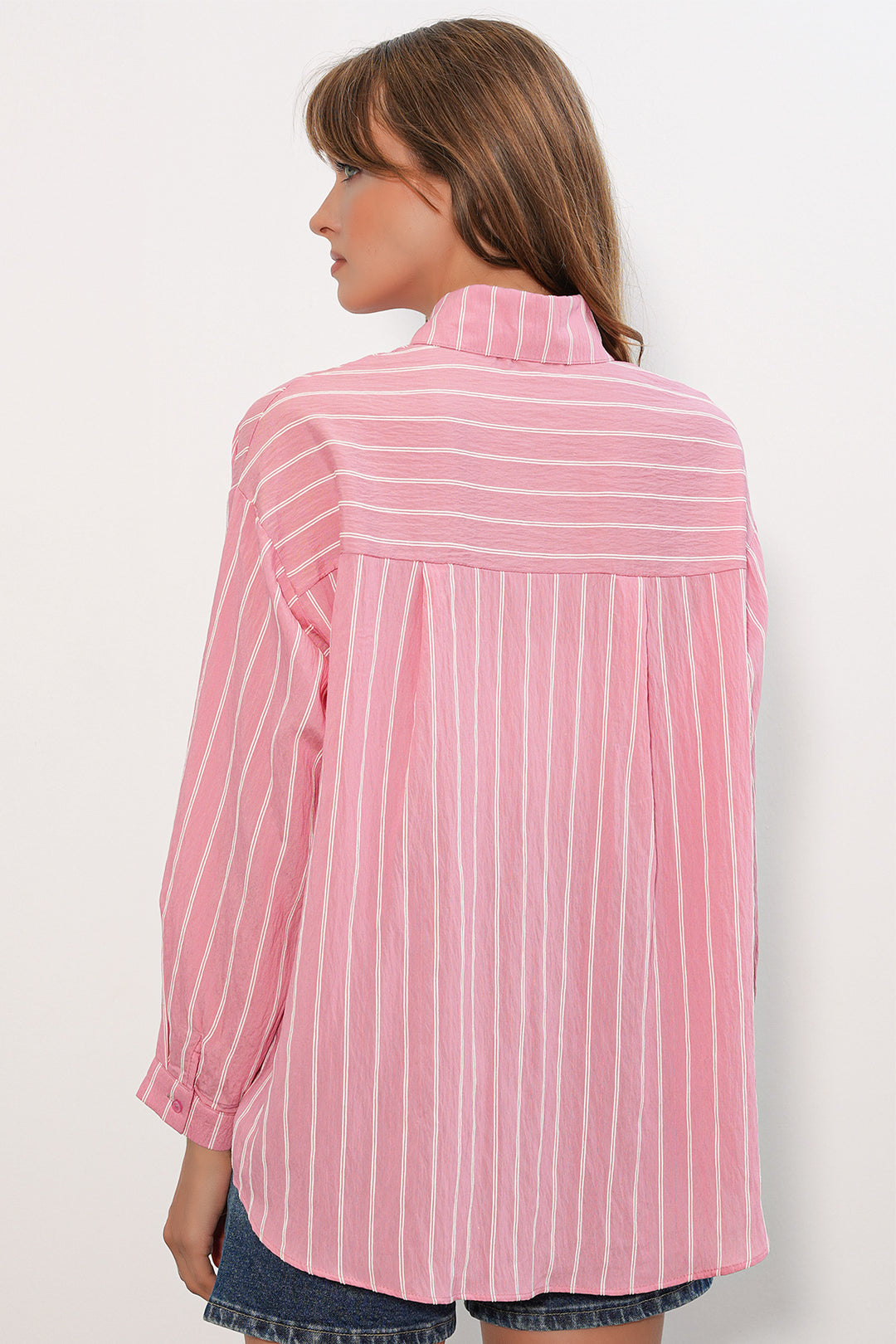 Bigdart Chemise oversize rayée femme 20293 - Saumon