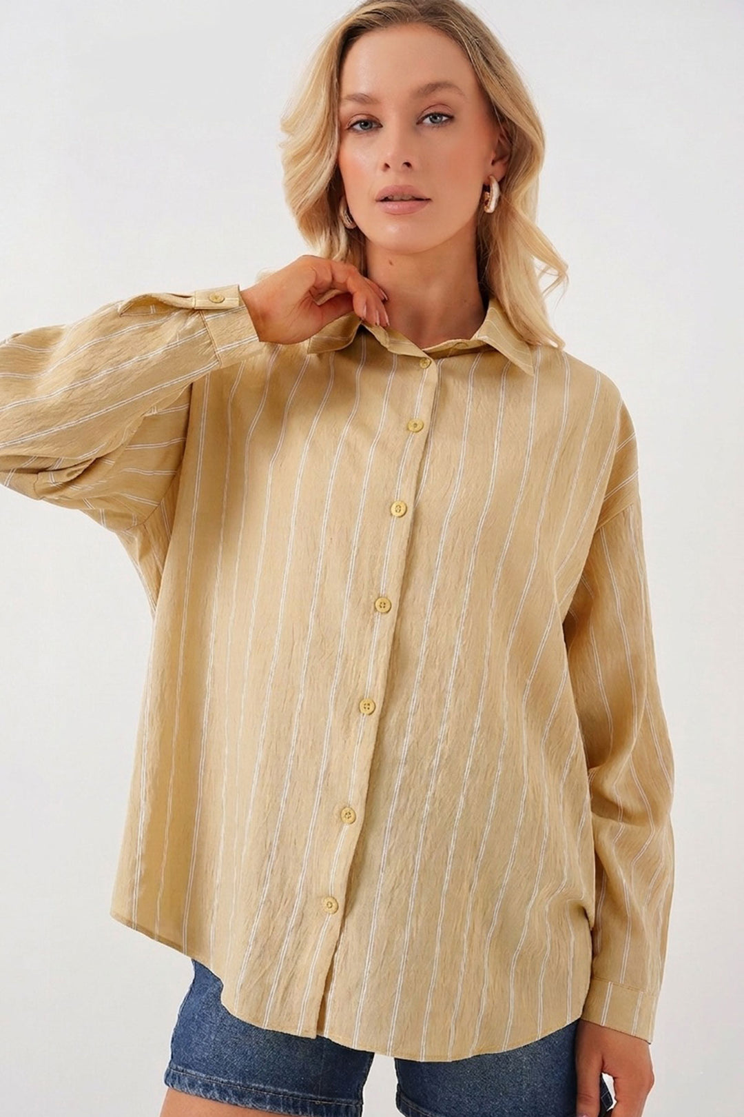 Bigdart Chemise oversize à rayures femme 20293 - Vison