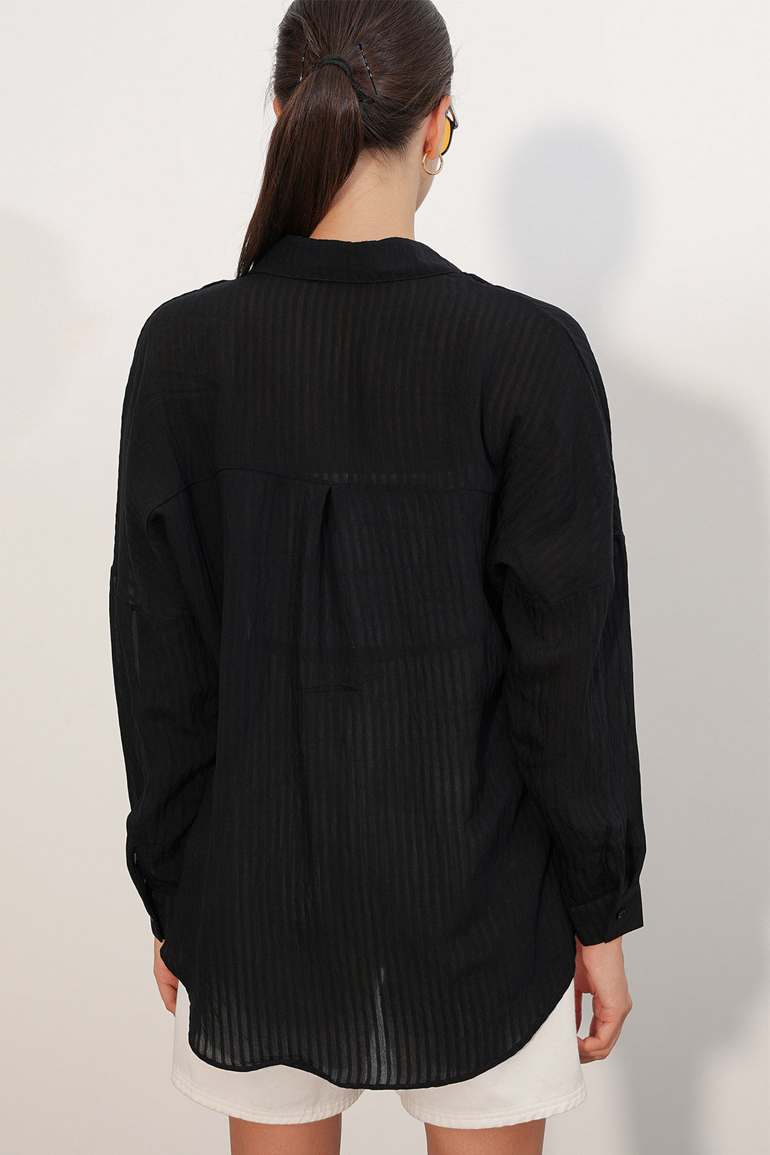 Bigdart Chemise oversize rayée 20409 - Noir