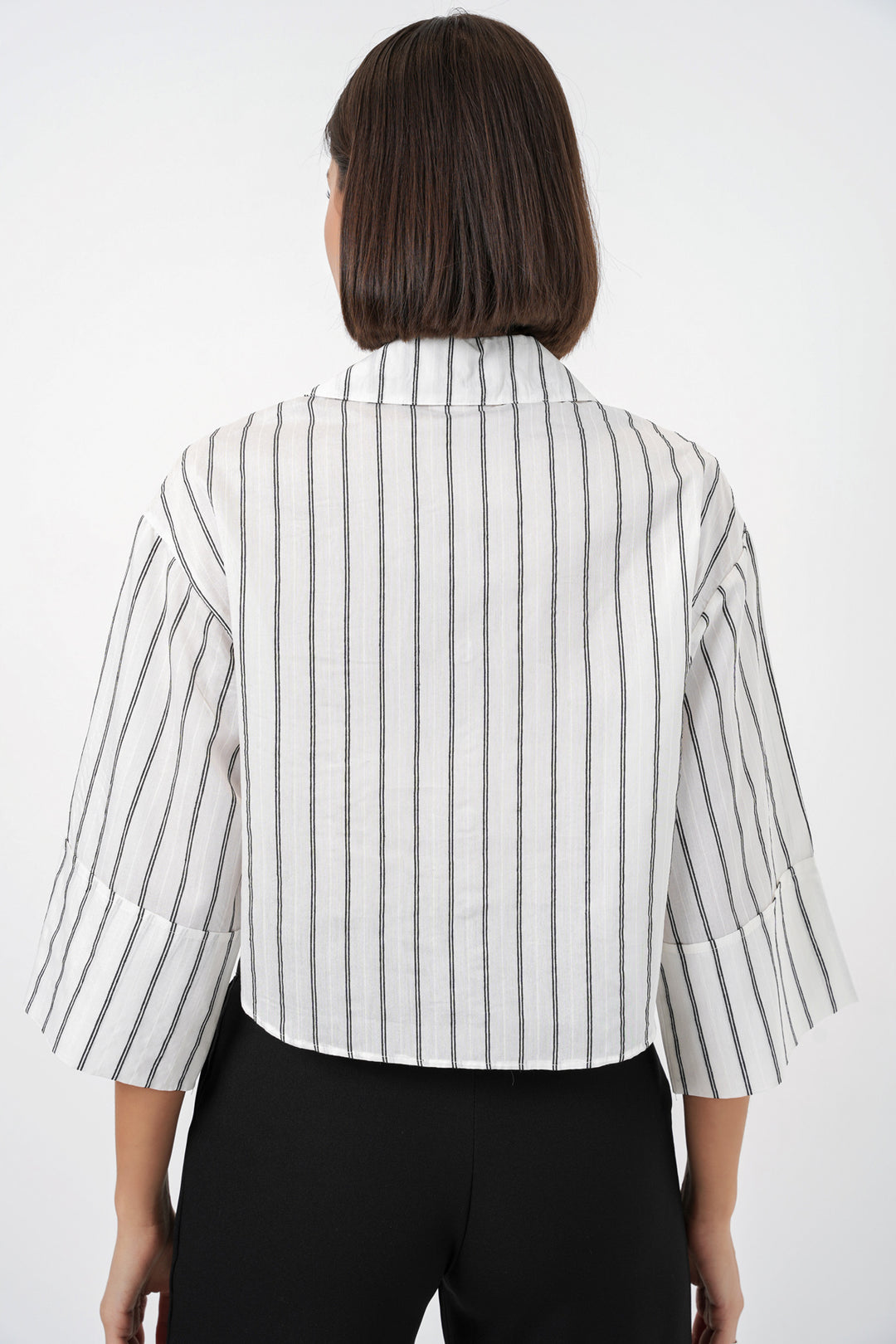 Bigdart Chemise courte oversize à rayures pour femme 20326 - Blanc cassé