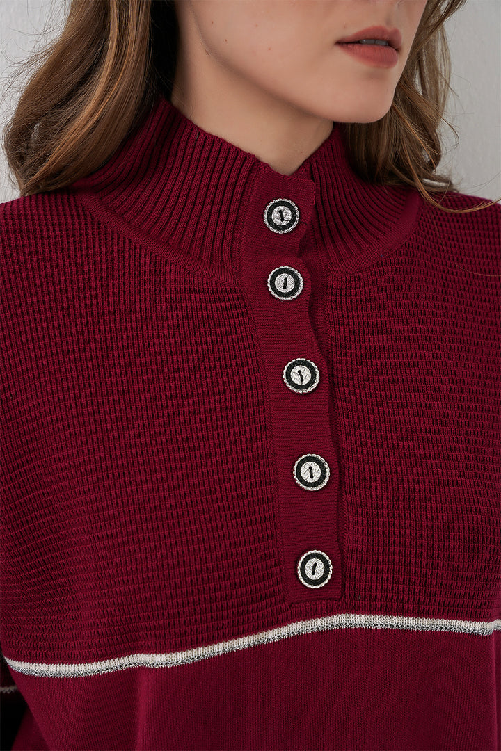 Bigdart Ensemble Tricot Oversize Rayé pour Femmes 15957 - Bordeaux