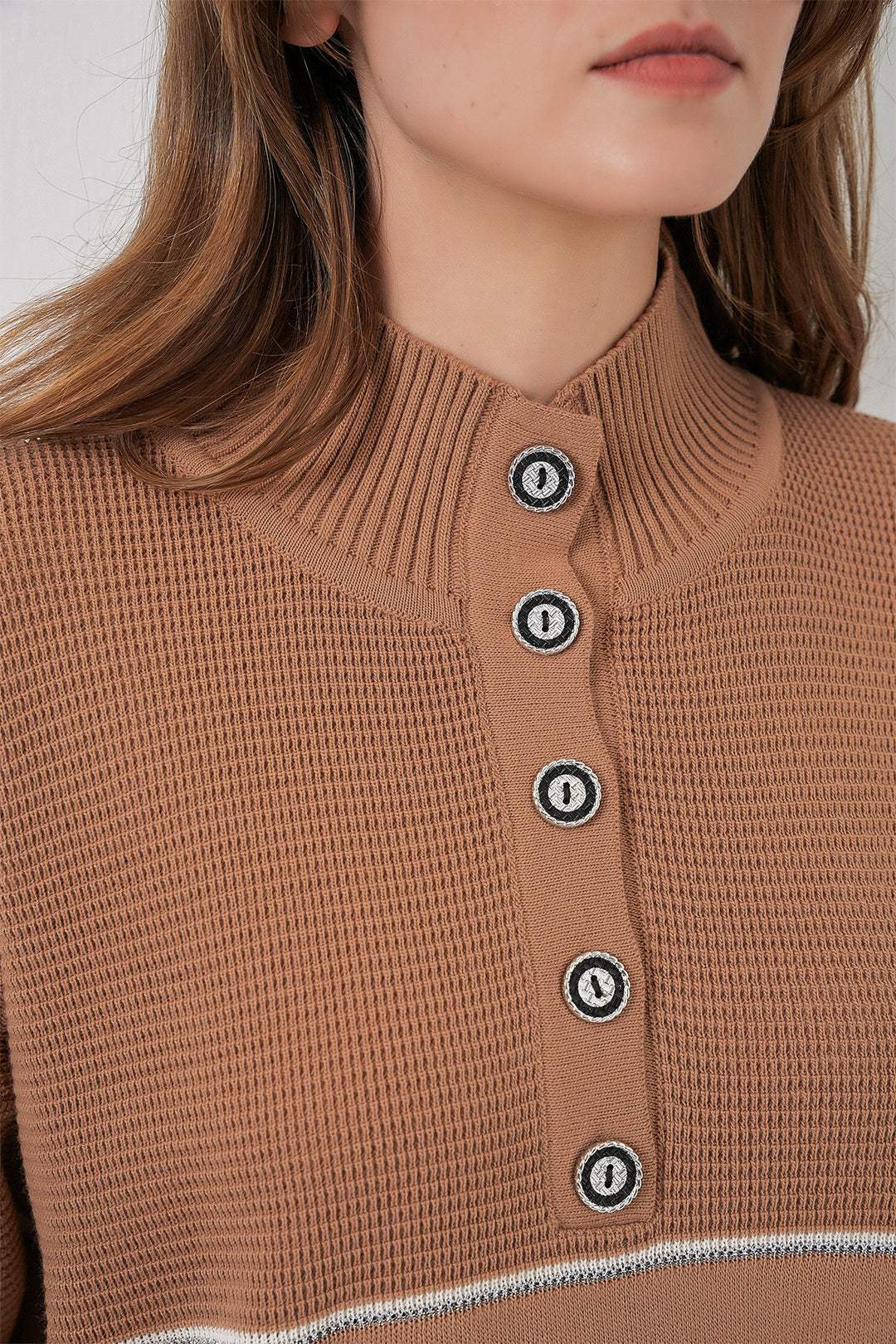 Bigdart Ensemble Tricot Oversize Rayé pour Femmes 15957 - Camel