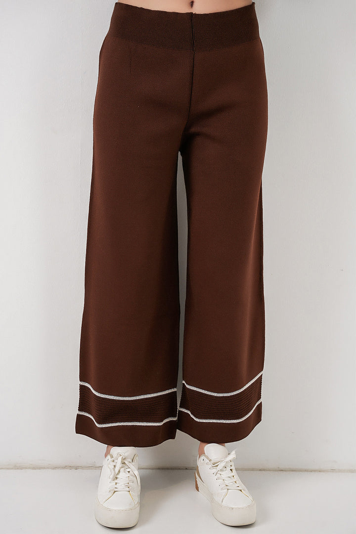 Bigdart Ensemble Tricot Oversize Rayé pour Femmes 15957 - Marron