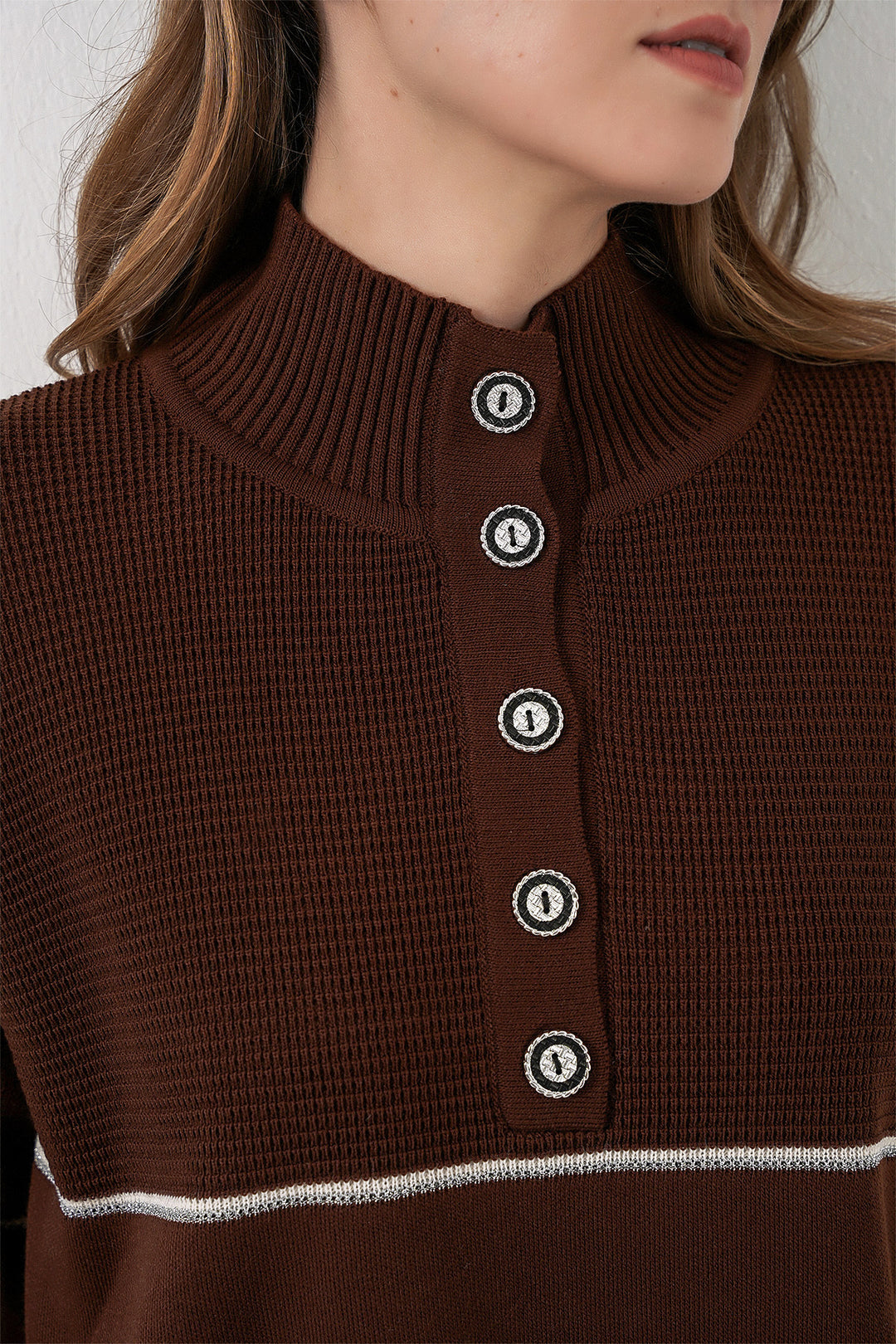 Bigdart Ensemble Tricot Oversize Rayé pour Femmes 15957 - Marron