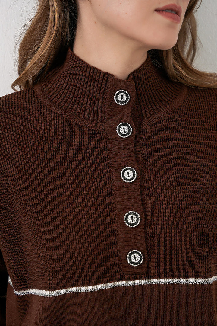 Bigdart Ensemble Tricot Oversize Rayé pour Femmes 15957 - Marron