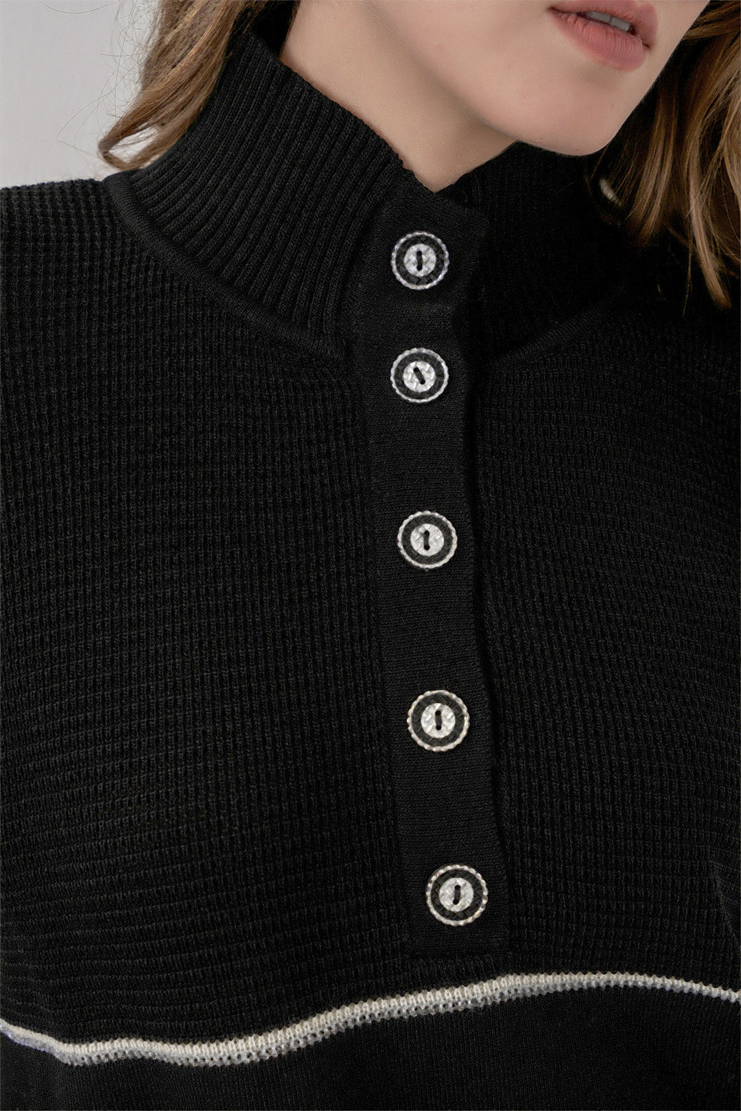 Bigdart Ensemble Tricot Oversize Rayé pour Femmes 15957 - Noir