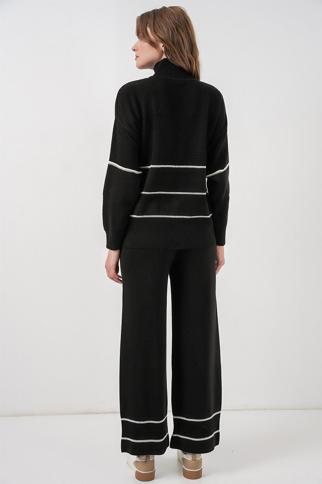 Bigdart Ensemble Tricot Oversize Rayé pour Femmes 15957 - Noir