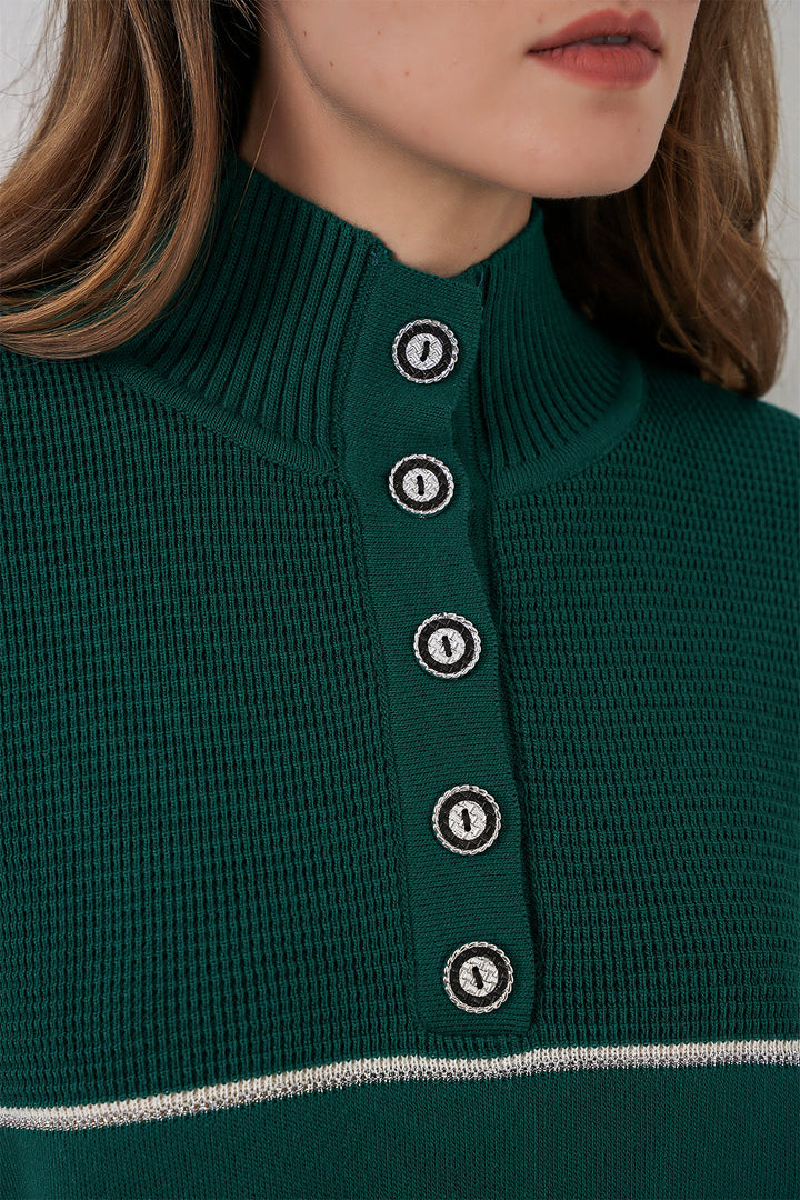 Bigdart Ensemble Tricot Oversize Rayé pour Femmes 15957 - Vert Émeraude