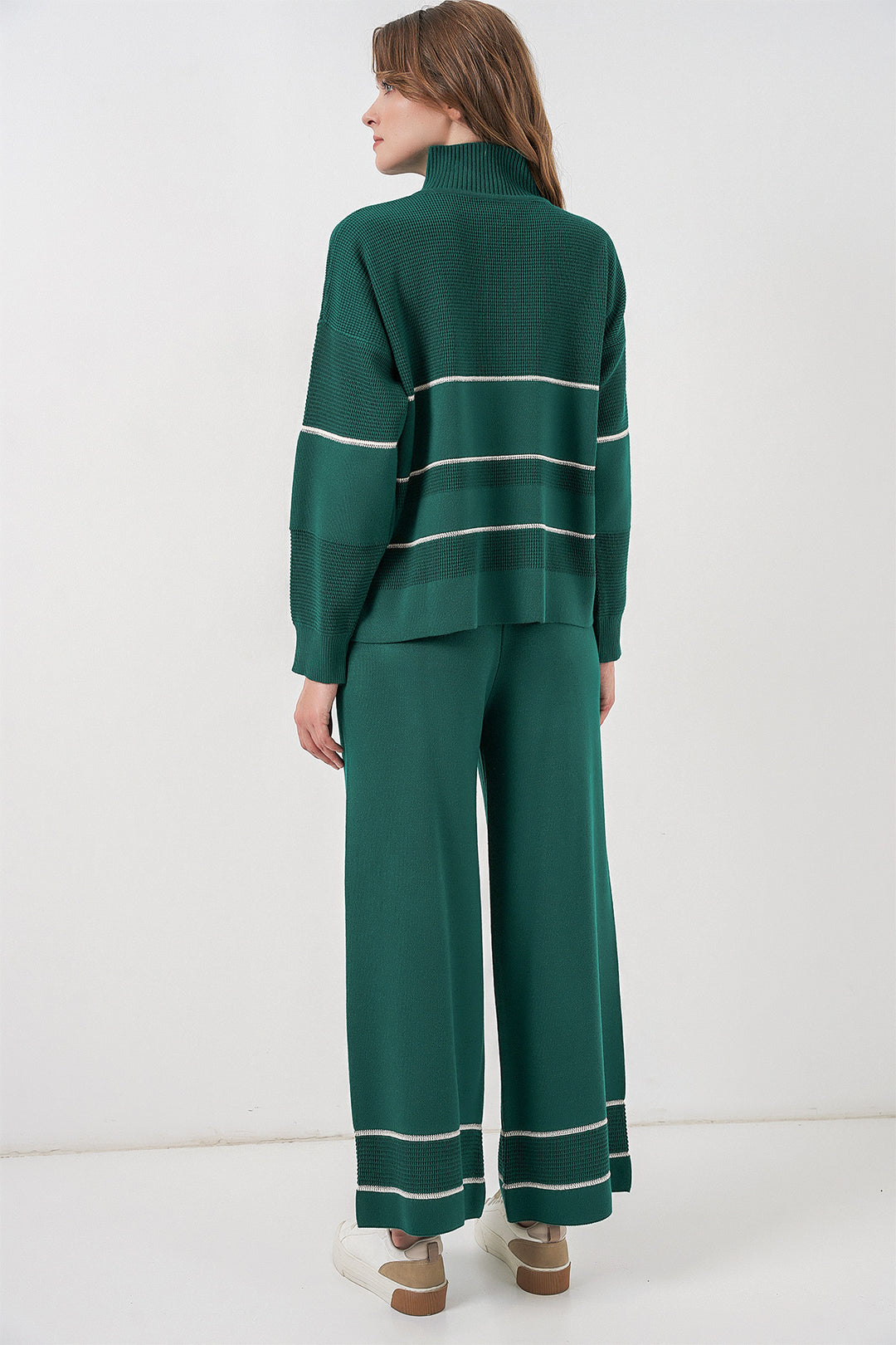Bigdart Ensemble Tricot Oversize Rayé pour Femmes 15957 - Vert Émeraude