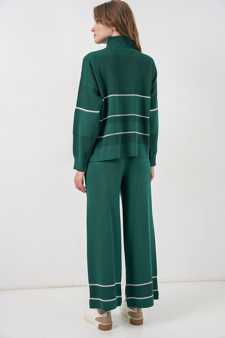 Bigdart Ensemble Tricot Oversize Rayé pour Femmes 15957 - Vert Émeraude