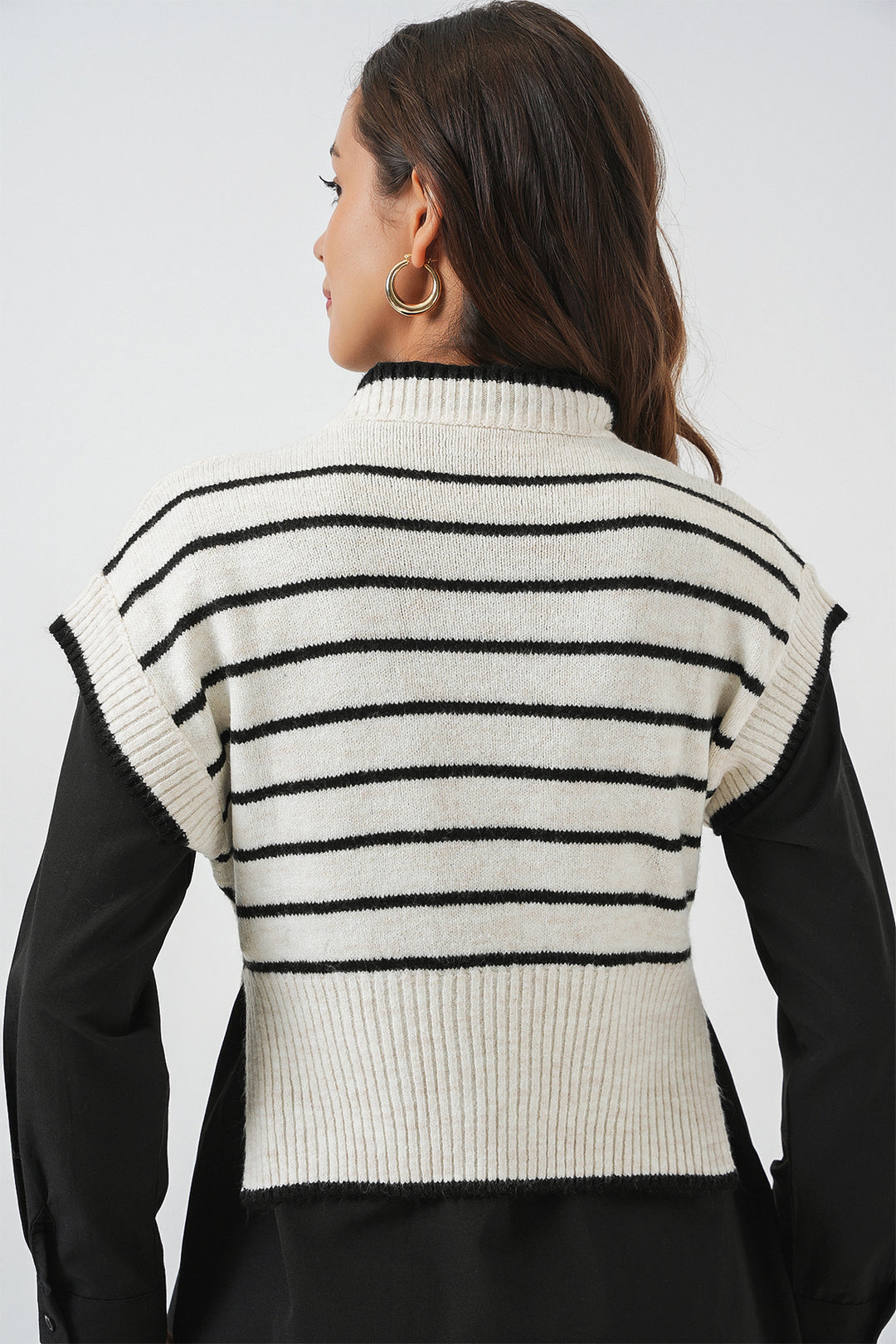 Bigdart Gilet en tricot à rayures pour femme 15926 - Écru