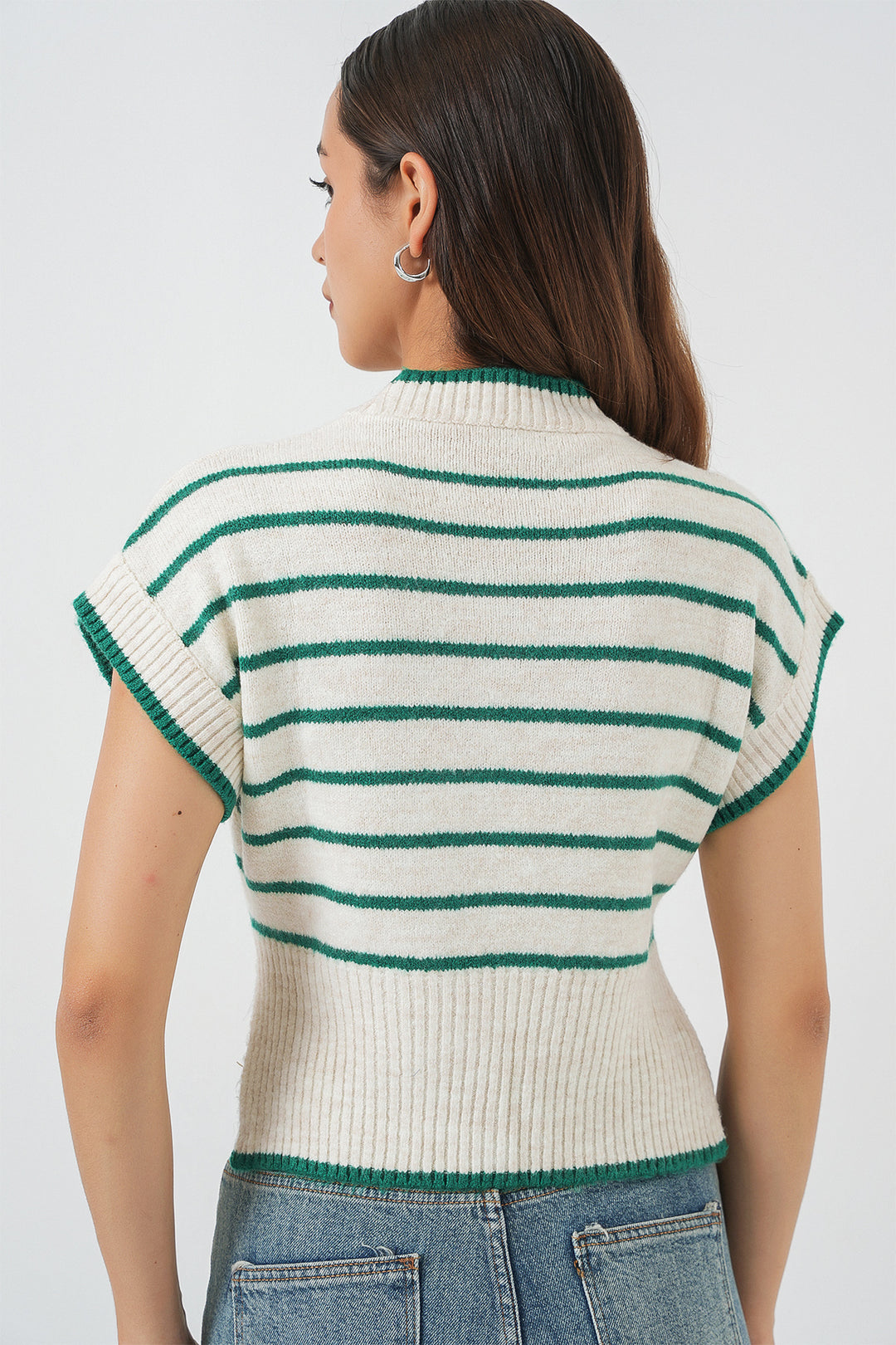 Bigdart Gilet en tricot à rayures pour femme 15926 - Vert émeraude