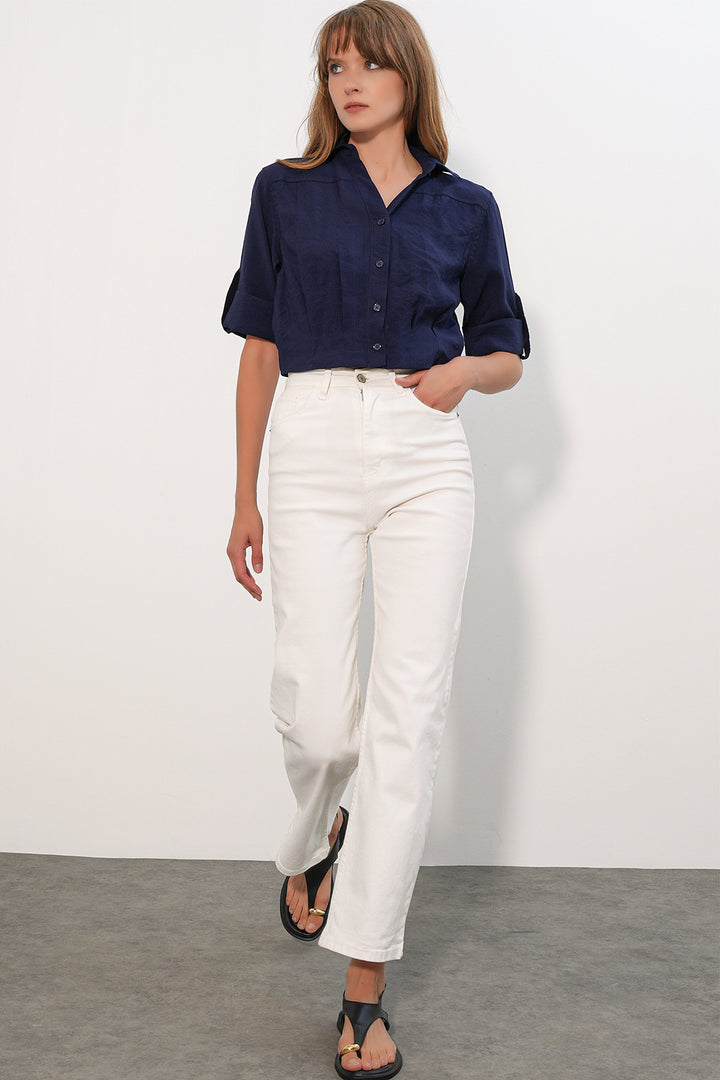 Bigdart Chemise courte oversize pour femme 20390 - Bleu marine