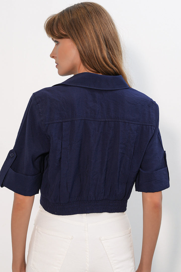 Bigdart Chemise courte oversize pour femme 20390 - Bleu marine