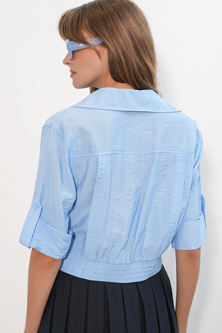 Bigdart Chemise courte oversize 20390 pour femme - Bleu
