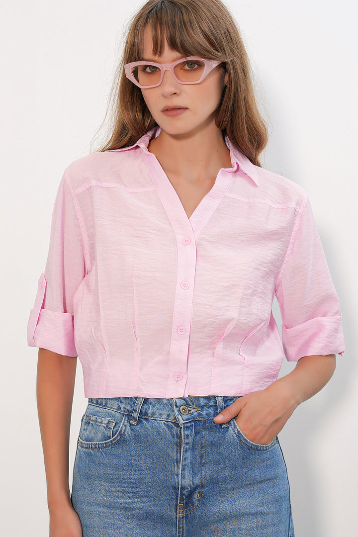 Bigdart Chemise courte oversize 20390 pour femme - Rose