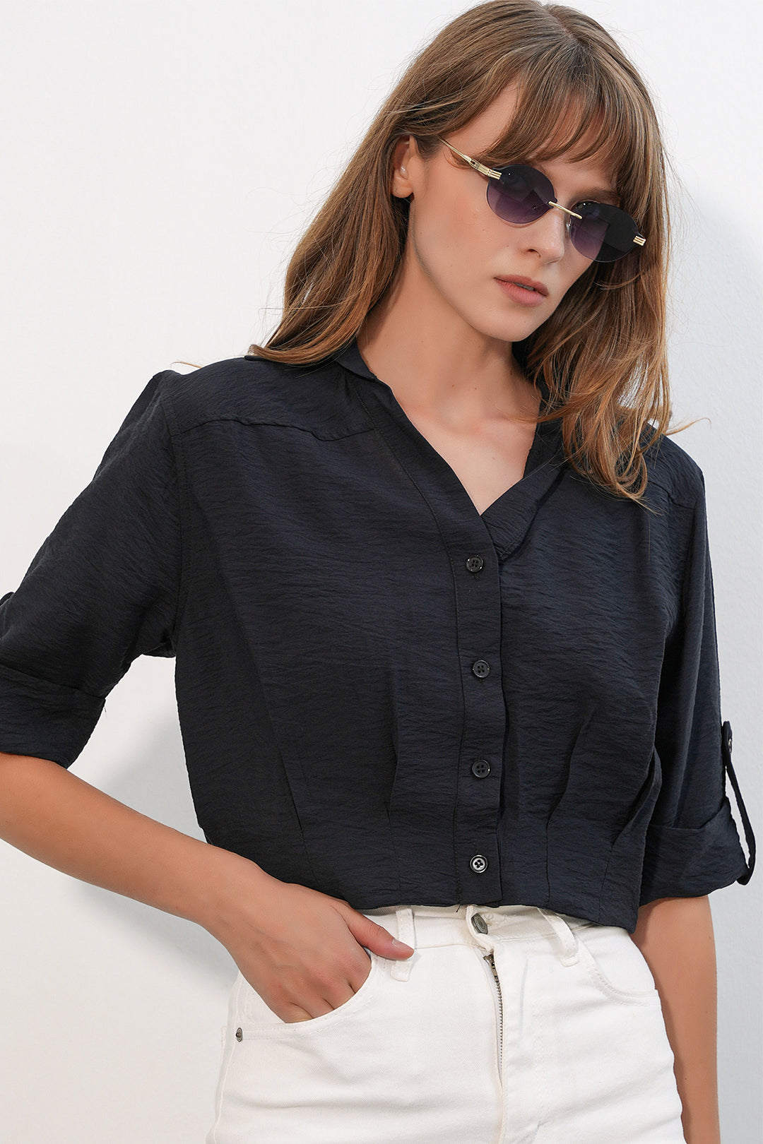 Bigdart Chemise courte oversize 20390 pour femme - Noir