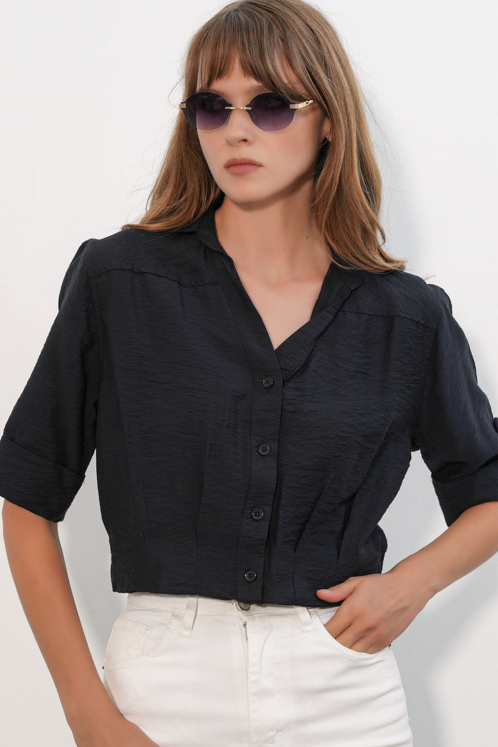 Bigdart Chemise courte oversize 20390 pour femme - Noir