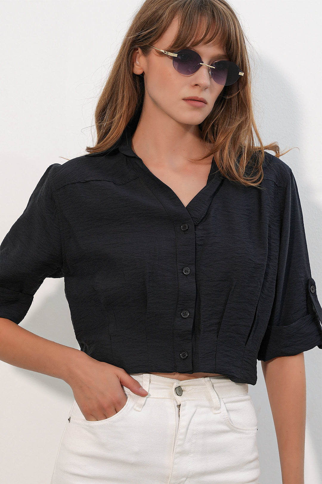 Bigdart Chemise courte oversize 20390 pour femme - Noir