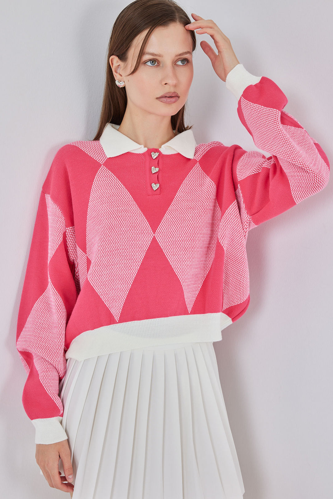 Bigdart Pull tricoté court pour femme 15936 - Rose clair