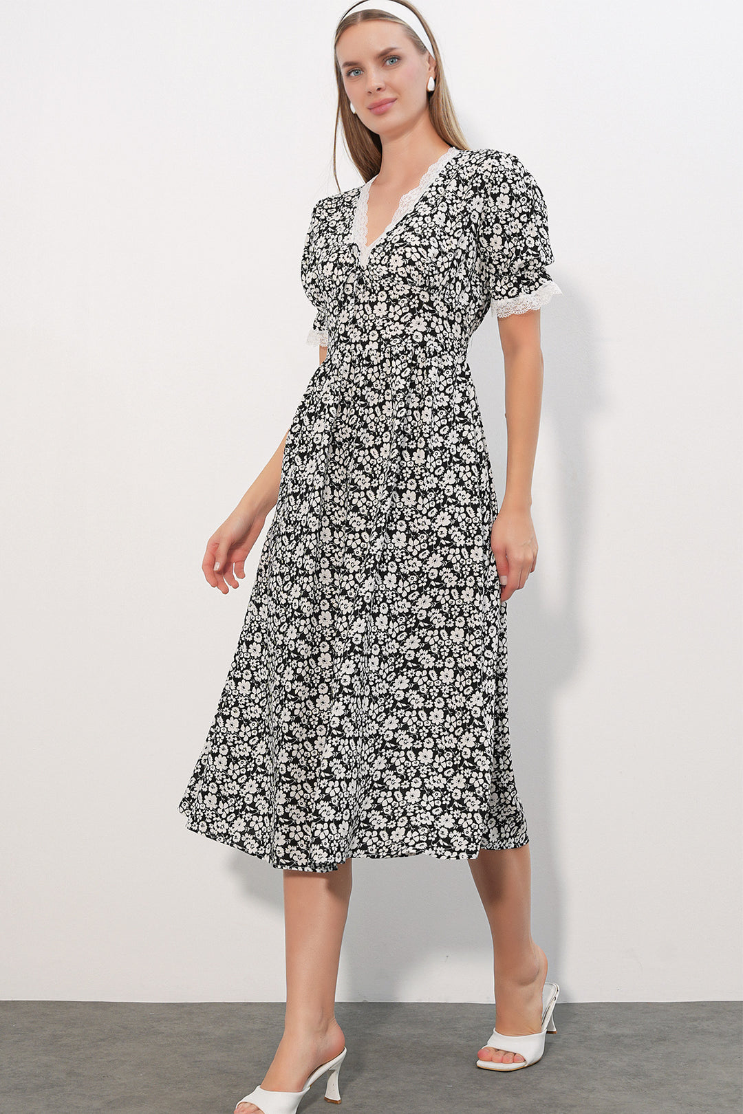 Bigdart Robe Femme à Col en Dentelle à Motifs 2626 - Noir
