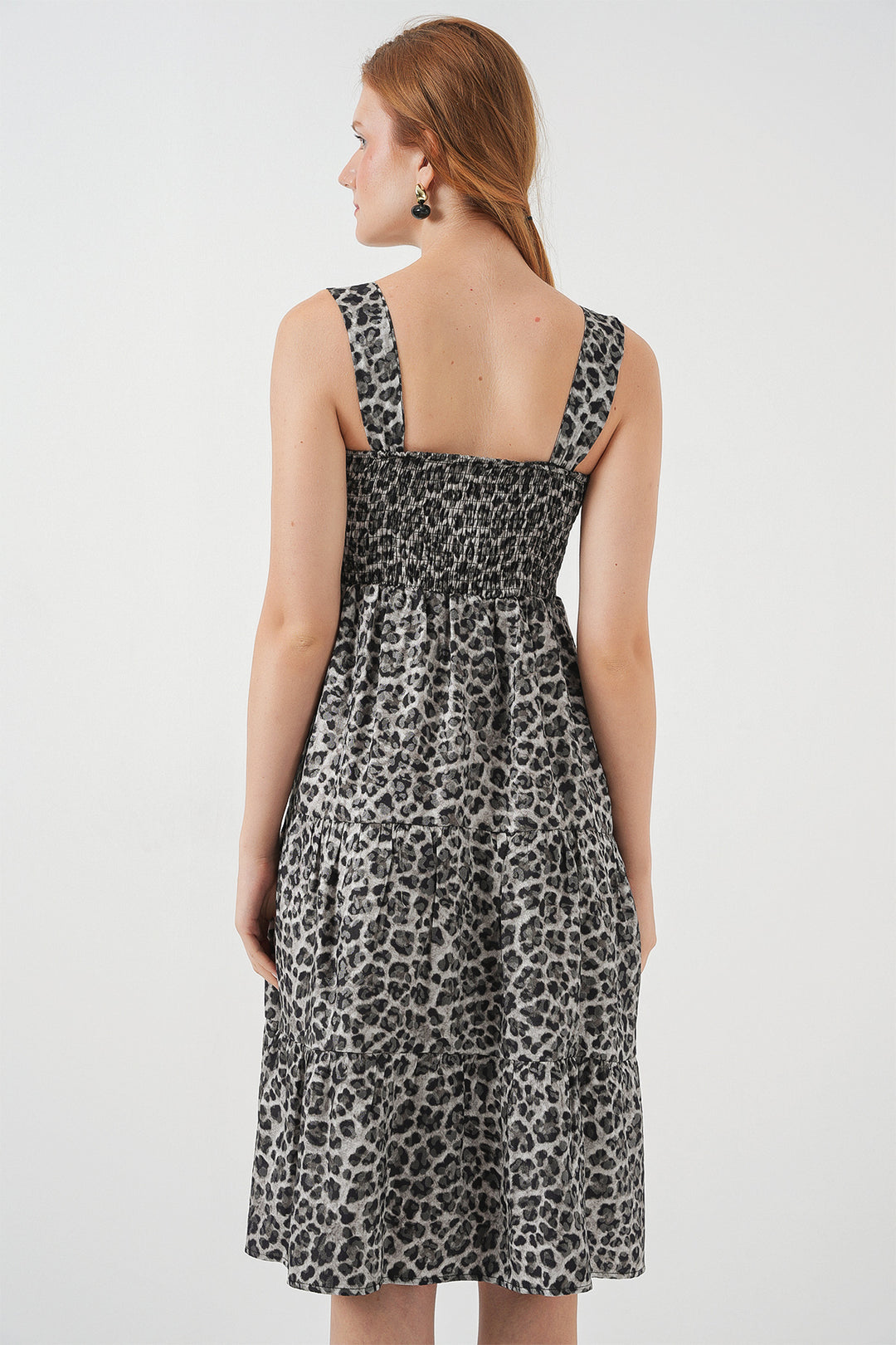 Bigdart Robe midi à bretelles à motifs pour femme 2577 - Anthracite