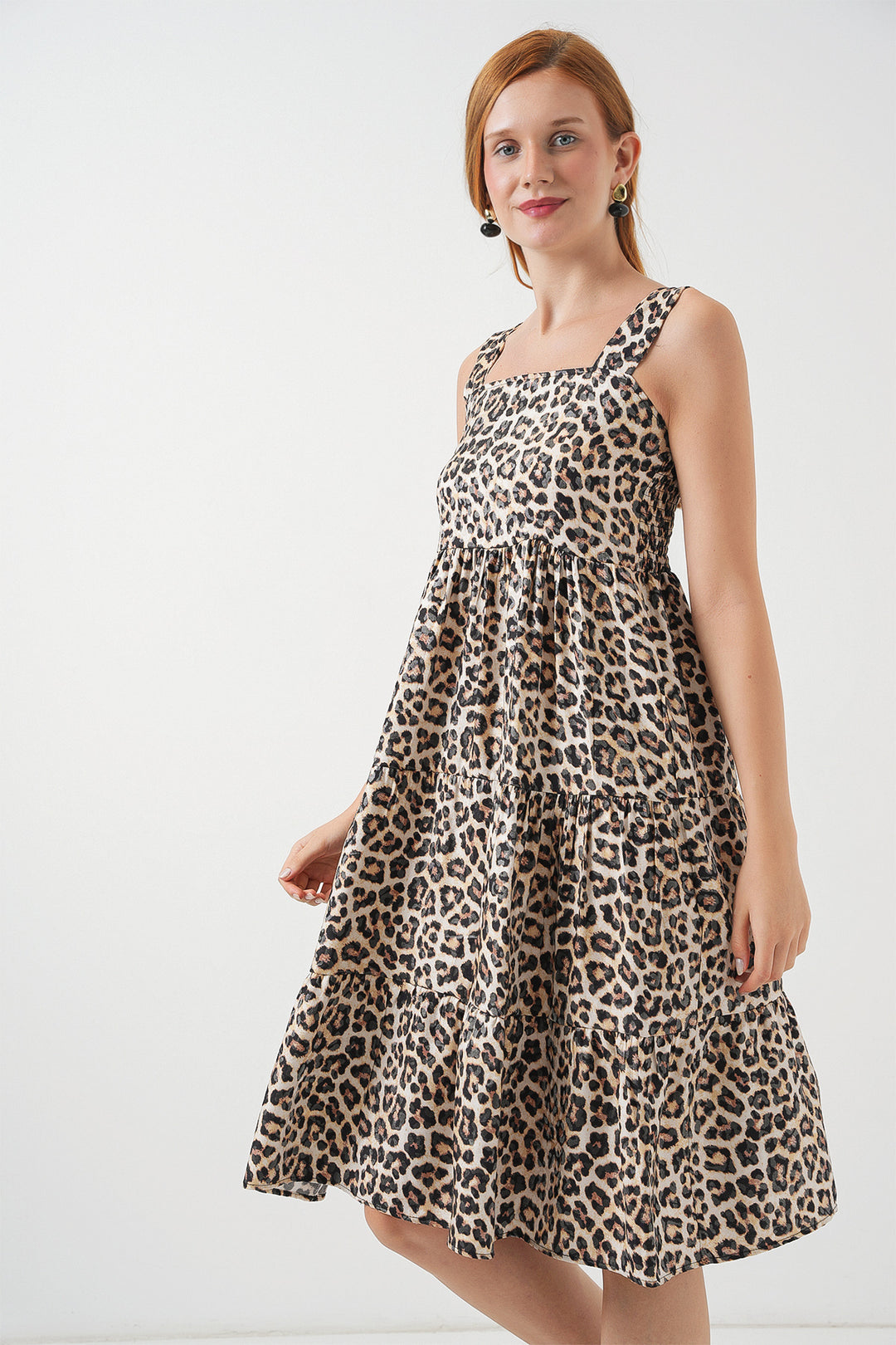 Bigdart Robe Midi à Bretelles Imprimée Femme 2577 - Marron
