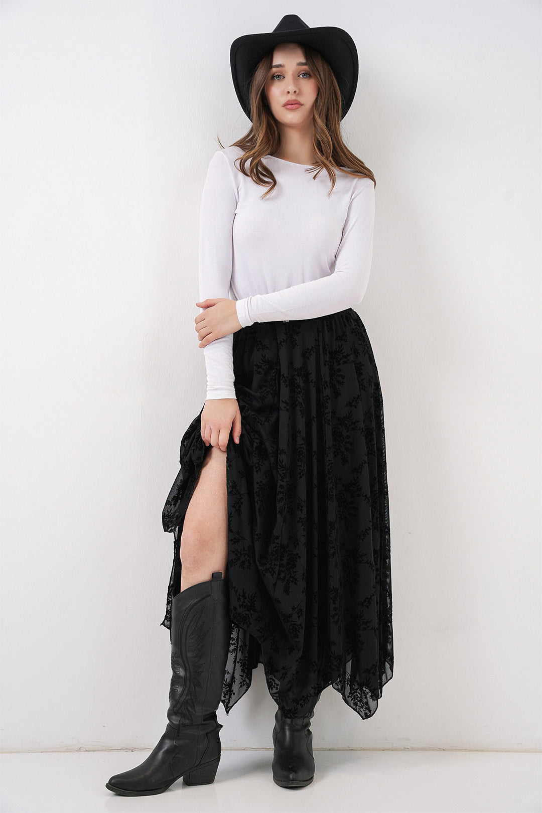 Bigdart Jupe doublée à motifs pour femme 8059 - Noir