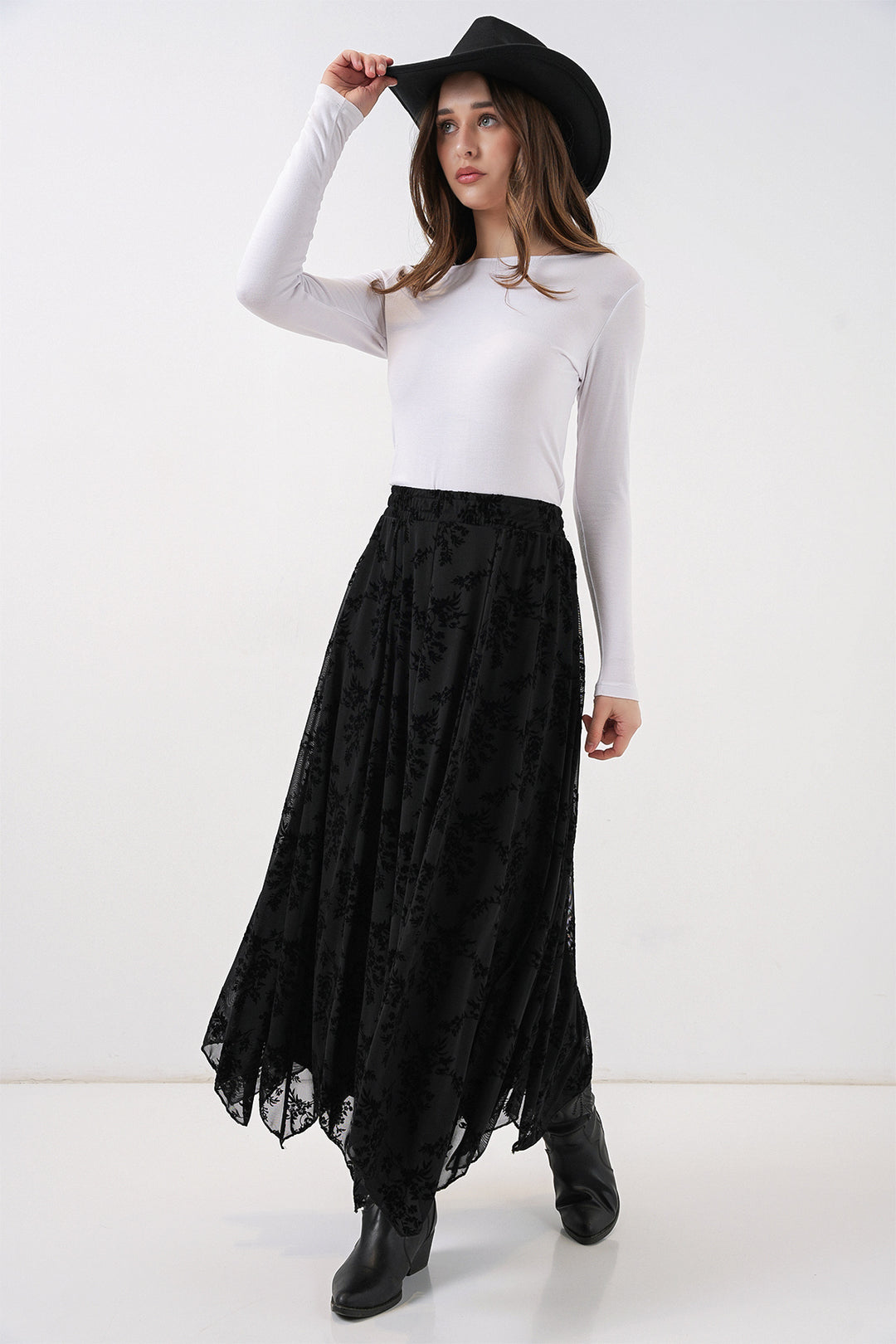 Bigdart Jupe doublée à motifs pour femme 8059 - Noir