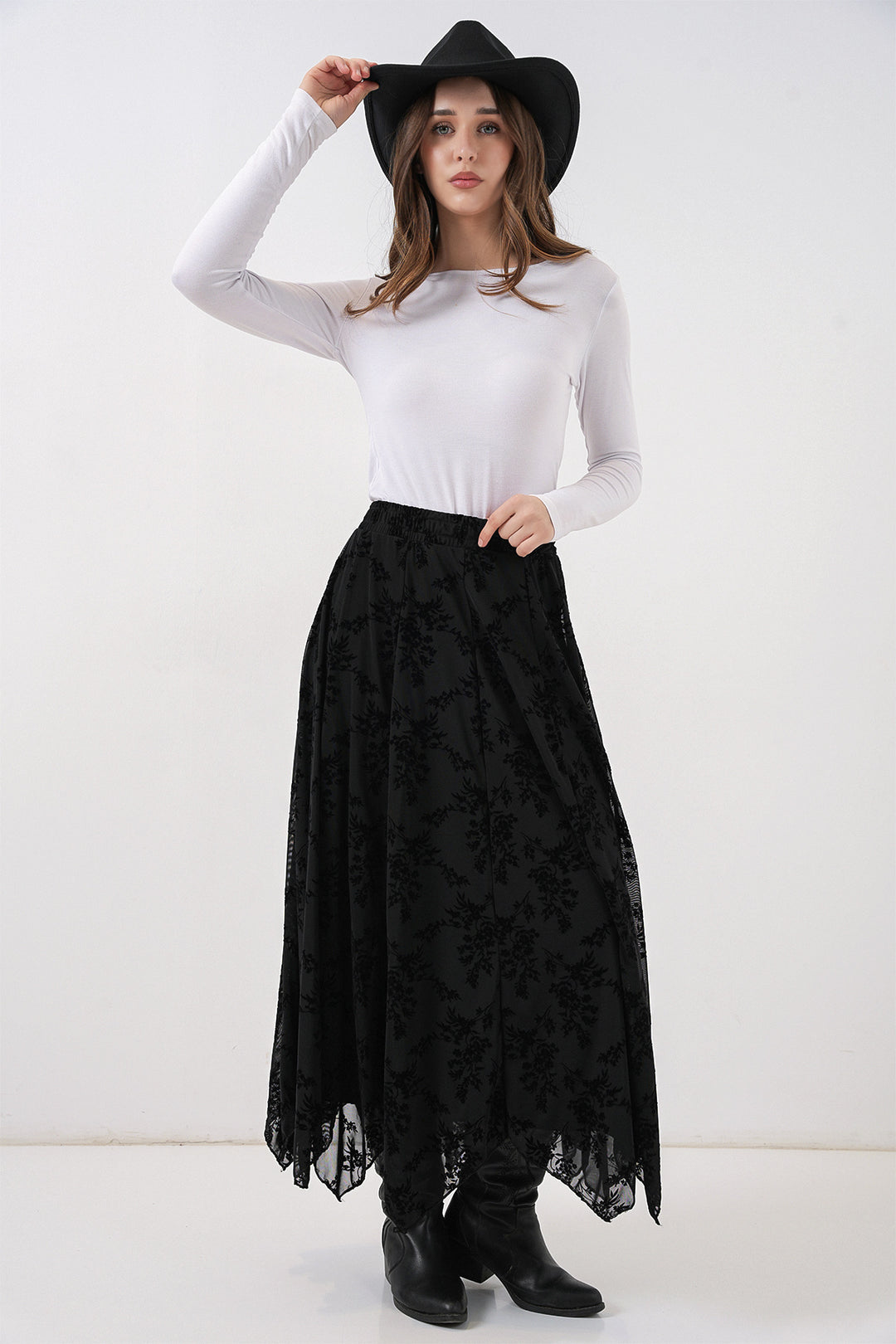 Bigdart Jupe doublée à motifs pour femme 8059 - Noir