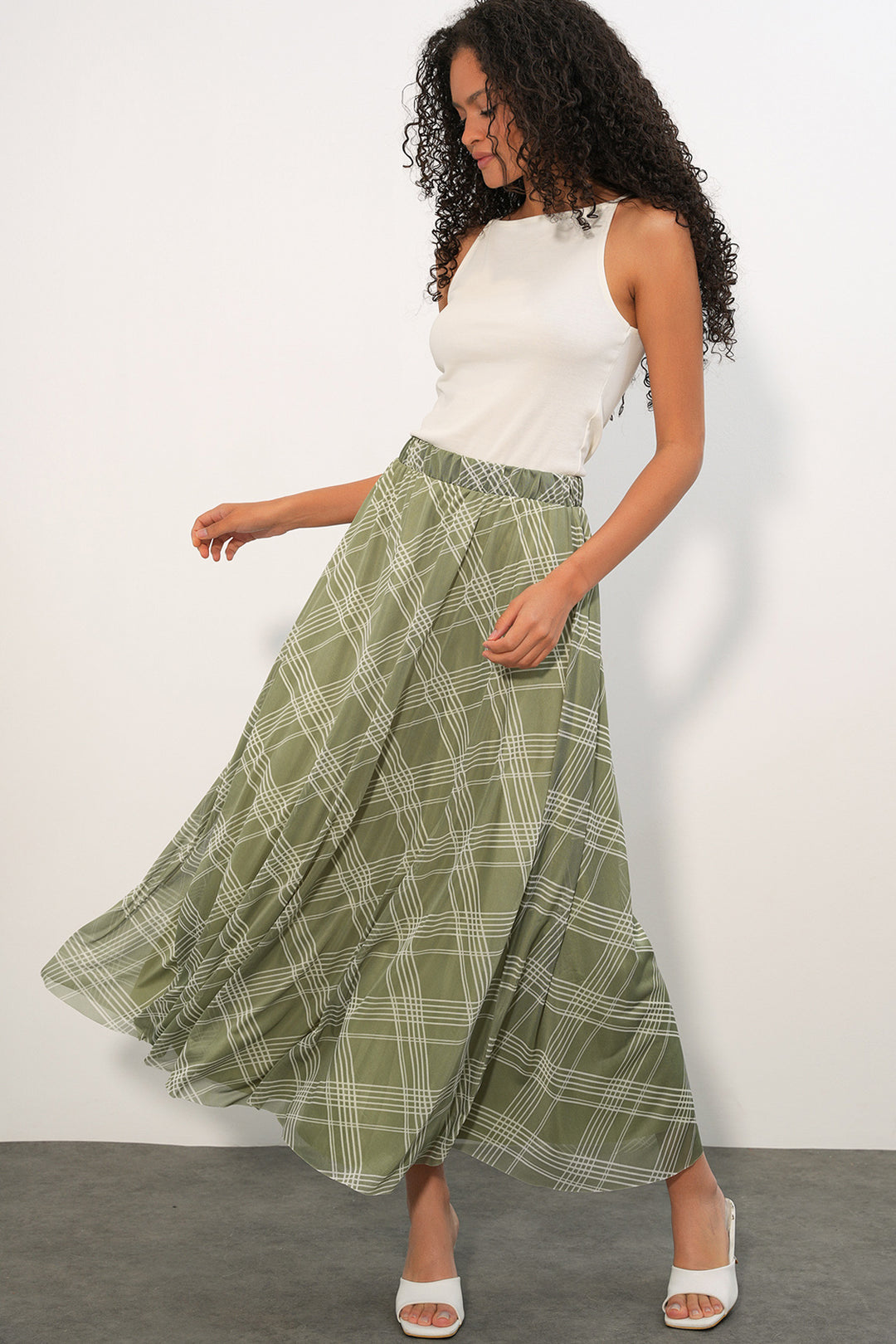 Bigdart Jupe doublée à motifs pour femme 8075 - Vert d'eau